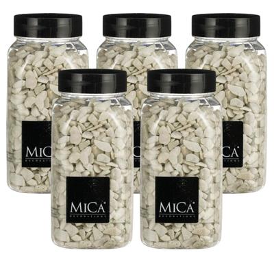 Mica Decorations decoratie steentjes - 5x - wit - 650ml - hobby steentjes
