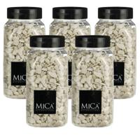 Mica Decorations decoratie steentjes - 5x - wit - 650ml - hobby steentjes