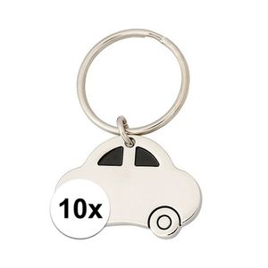 10x Sleutelhanger met auto van 4,5 cm