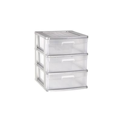 Ladeblok/bureau organizer - 3x lades - grijs/transparant - L40 x B39 x H49.5 cm - kunststof
