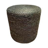 Poef gevlochten jute forest green ø40 / hg 35 cm