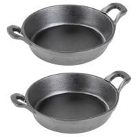 HI mini serveerpannetje - 2x - gietijzer - met handvatten - D16 cm - voor hapjes