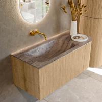 Badmeubel Mondiaz Kurve-Dlux | 105 cm | Meubelkleur Oak | Wastafelkleur Oza | Solid surface | Wasbak linker zijde spoelbak | Zonder kraangat(en) Badmeubel Mondiaz Kurve-Dlux | 105 cm | Meubelkleur Oak | Wastafelkleur Oza | Solid surface | Wasbak linker zijde spoelbak | Zonder kraangat(en)