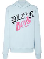 Philipp Plein hoodie en coton à logo imprimé - Bleu