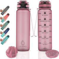 Lekro Waterfles met Tijdmarkeringen - Motiverende Drinkfles - 1 Liter - Rosé Goud - thumbnail