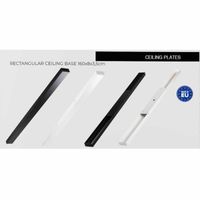 Zwarte rechthoekige plafondplaat 130x8x3,5cm zwart met 7 gaten voor verlichting