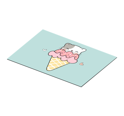 Rechthoekige placemats Kat en ijs