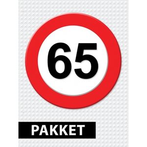 65 jarige verkeerbord decoratie pakket