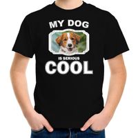 Kooiker honden t-shirt my dog is serious cool zwart voor kinderen