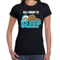 All I want is sleep / Ik wil alleen slapen fun tekst pyjama shirt zwart dames - Grappig slaapshirt