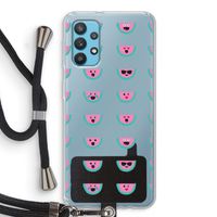 Smiley watermeloenprint: Samsung Galaxy A32 4G Transparant Hoesje met koord