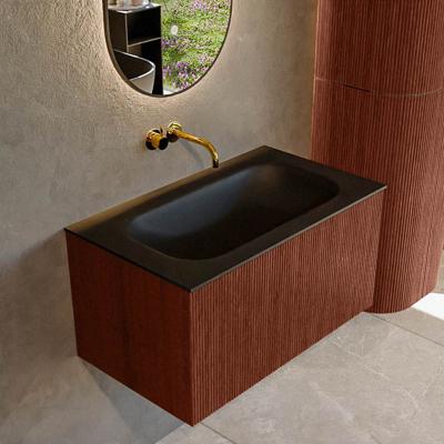 Badmeubel Mondiaz Kurve | 80 cm cm | Meubelkleur Ruby | Wastafelkleur Urban | Solid surface | Wasbak midden spoelbak | Zonder kraangat(en)