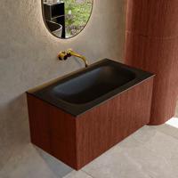 Badmeubel Mondiaz Kurve | 80 cm cm | Meubelkleur Ruby | Wastafelkleur Urban | Solid surface | Wasbak midden spoelbak | Zonder kraangat(en)