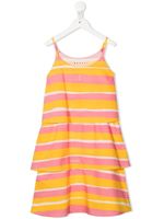 Marni Kids robe rayée mi-longue à volants superposés - Rose