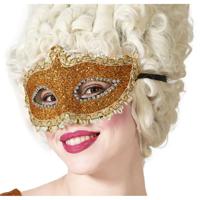 Verkleed gezichtsmasker Venetiaans - goud met glitters - volwassenen - Carnaval/gemaskerd bal - thumbnail