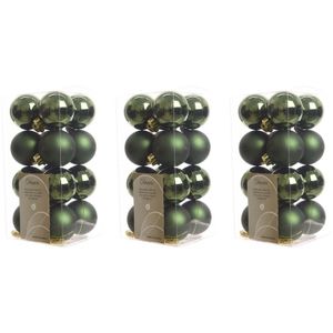 48x Kunststof kerstballen glanzend/mat donkergroen 4 cm kerstboom versiering/decoratie   -