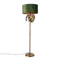 QAZQA Vintage vloerlamp antiek goud met kap groen - Linden - thumbnail