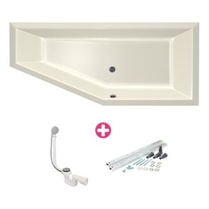 Ligbad Xenz Society compact | Rechts | 160x90 cm | Incl.Badafvoer | Met overloop | Acryl | Pergamon glans