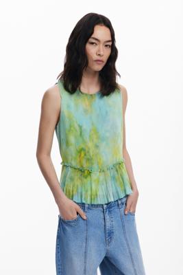 Blouse met geplooide ruches - GREEN - XL