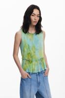 Blouse met geplooide ruches - GREEN - L