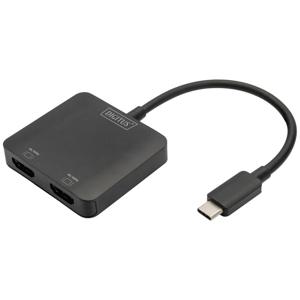 Digitus DS-45338 HDMI / USB-C Adapter [1x USB-C - 2x HDMI-bus] Zwart Zonder laadbus, 4K UHD