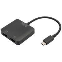 Digitus DS-45338 HDMI / USB-C Adapter [1x USB-C - 2x HDMI-bus] Zwart Zonder laadbus, 4K UHD - thumbnail