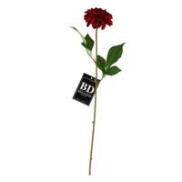 Bellatio Design Kunstbloem Dahlia - 50 cm - bordeaux rood - kunst zijdebloemen