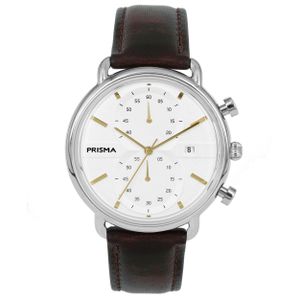 Prisma Herenhorloge P.1921 Lederen band Zilverkleurig