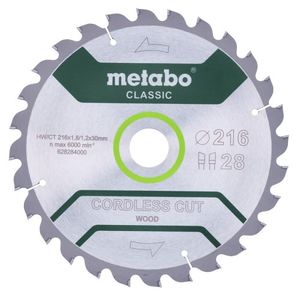 Metabo Accessoires Cirkelzaagblad | "Cordless Cut Classic" | 216x30mm | Z28 WZ 5° - 628284000