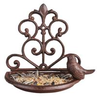 Vogelbad/voederschaal ? bruin ? 18 cm ? gietijzer ? wandvoederbak voor tuinvogels