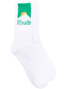 RHUDE chaussettes Mountain à logo - Blanc