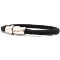 JOSH 9170-BRA-S-BL Armband leder-staal zwart-zilverkleurig 7 mm
