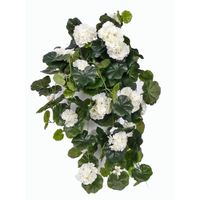 Kunstplant Witte geranium - wit - hangplant - 70 cm - decoratie - thumbnail