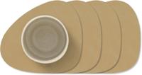 LIND DNA Onderzetters Nupo - Leer - Khaki - 13 x 11 cm - 4 Stuks