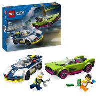 LEGO 60415 City De achtervolging tussen de politieauto en de superauto, speelgoed met minifiguren, cadeau voor kinderen