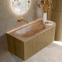 Badmeubel Mondiaz Kurve-Dlux | 105 cm | Meubelkleur Dusk | Wastafelkleur Arena | Solid surface | Wasbak linker zijde spoelbak | Zonder kraangat(en)