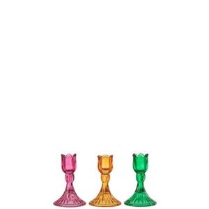 J-Line Kandelaar Tulp Glas Mix Assortiment Van Drie