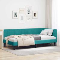 Hoekbedframe met hoofdeinde Turquoise 90 cm x 190 cm Fluweel