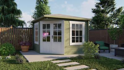 Blokhut - Tuinhuis Asmund | 28 mm | vuren grijs geïmpregneerd