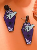 Halloween Vintage Rose Skull Hand Print Acrylic Dangle Earrings