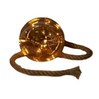 1x stuks verlichte glazen kerstballen aan touw met 15 lampjes goud/warm wit 18 cm - thumbnail