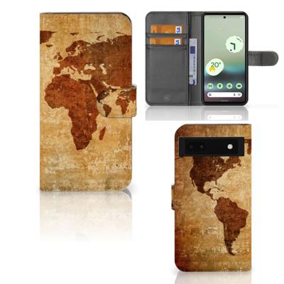 Google Pixel 6A | Flip Cover | Wereldkaart