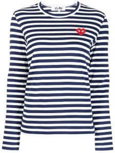 Comme Des Garçons t-shirt rayé à patch logo - Bleu