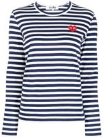 Comme Des Garçons t-shirt rayé à patch logo - Bleu - thumbnail