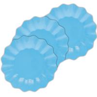 Feestbordjes met schulprand - 24x - turquoise - rond - karton - 27cm