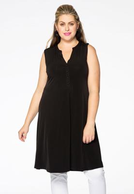 Yoek Jurk met knoopjes | Zwart | Maat 50/52