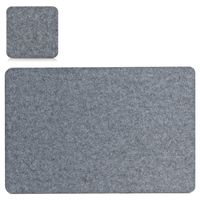 Placemats en onderzetters - set 4x - grijs - vilt - 45 x 30 cm - thumbnail