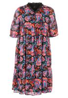 Yoek Jurk met pofmouw PAISLEY | Zwart | Maat 42/44 Yoek Jurk met pofmouw PAISLEY | Zwart | Maat 42/44