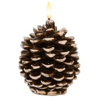 Anna's Collection LED dennenappel kaars - bruin - 10 x 8.5 cm - met timer