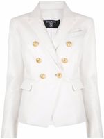 Balmain blazer en cuir à boutonnière croisée - Blanc - thumbnail